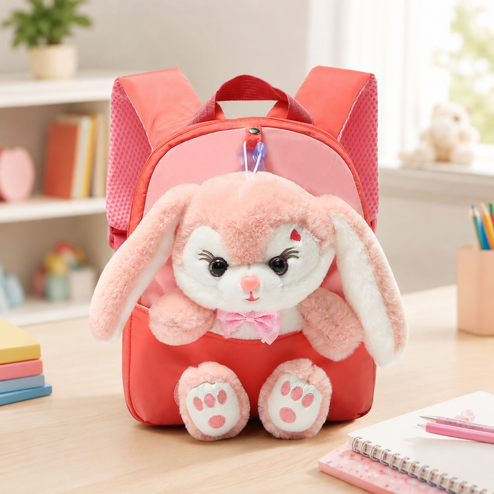 Girls Plush Bunny School Backpack for Toddlers