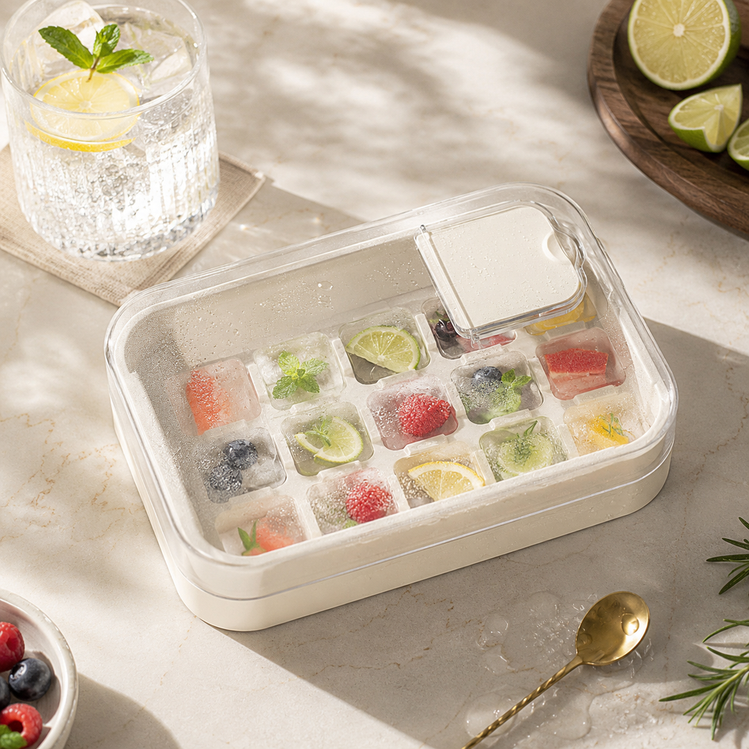 Press Type Ice Cube Mold Household Food Grade Ice Maker Tray Large Storage