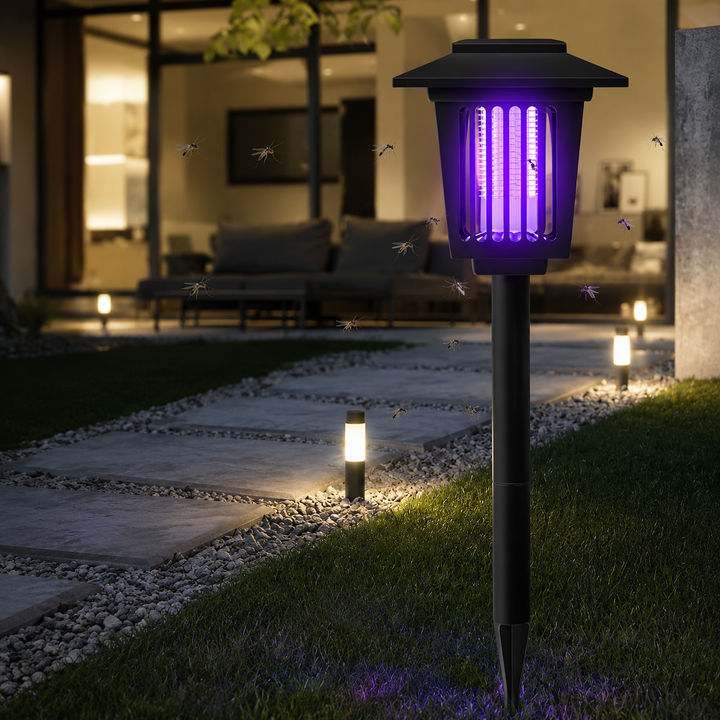 Solar Powered Outdoor Mosquito Killer Bug Zapper LED Light