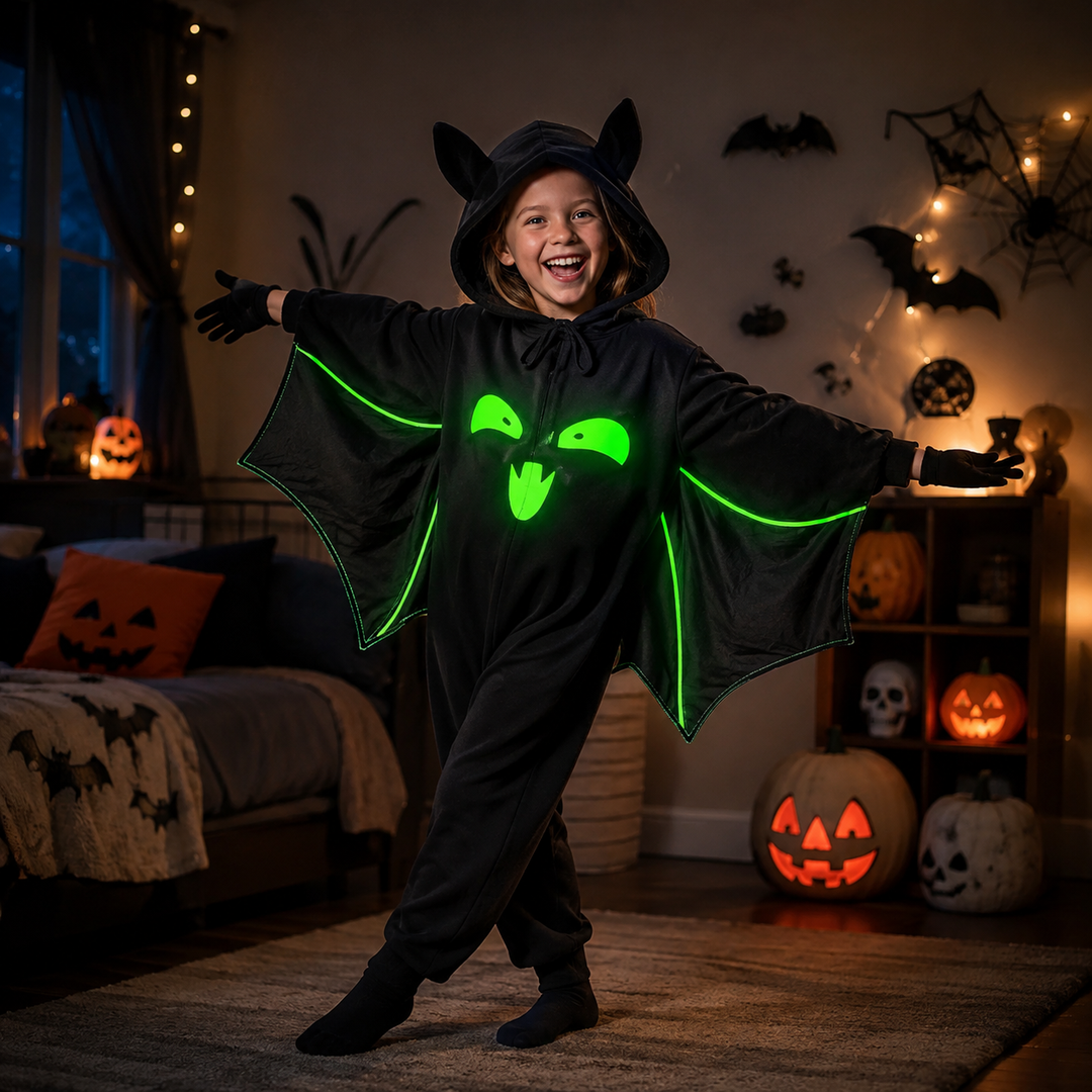 Kids Bat Wing Costume Glow Face Halloween Costume