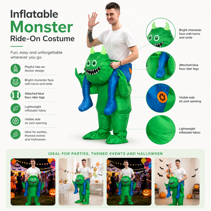 Inflatable Monster Ride-On Costume for Adult Halloween