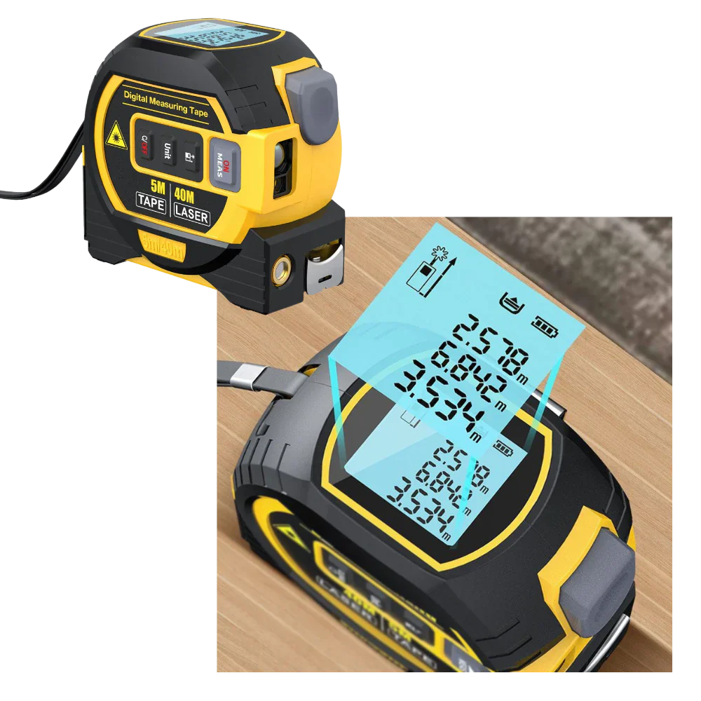 3-in-1 Laser Tape Measure Tool 40M Volume Measurement