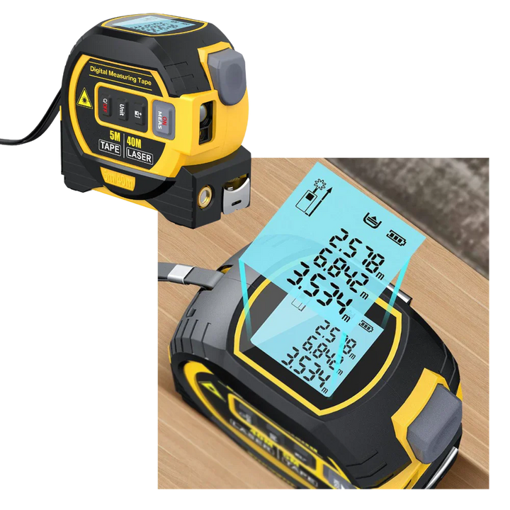 3-in-1 Laser Tape Measure Tool 40M Volume Measurement
