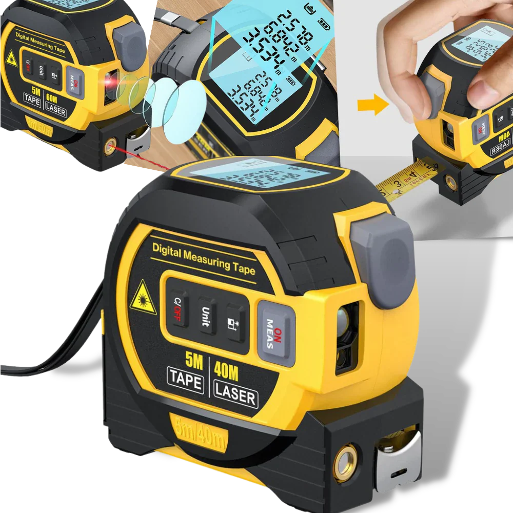 3-in-1 Laser Tape Measure Tool 40M Volume Measurement