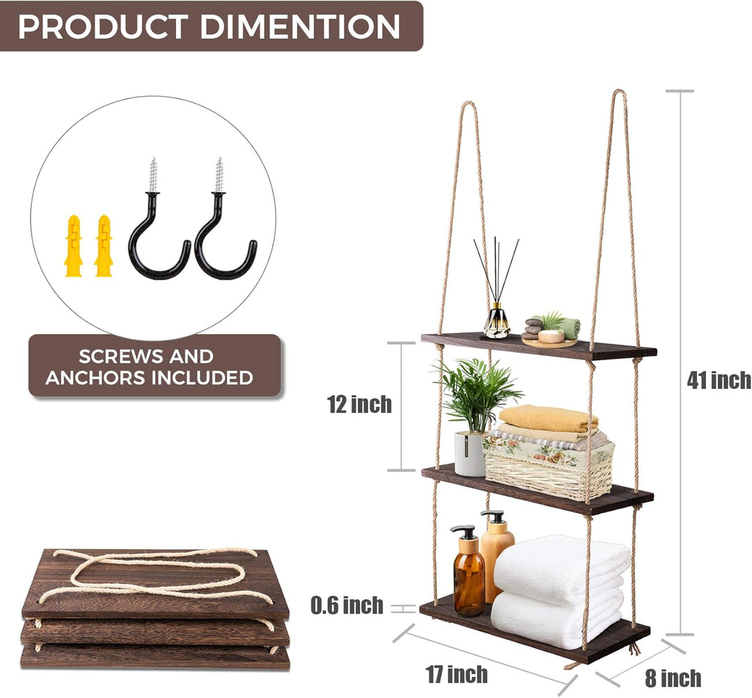3-Tier Wall Shelf Hanging Shelf for Indoor Plants