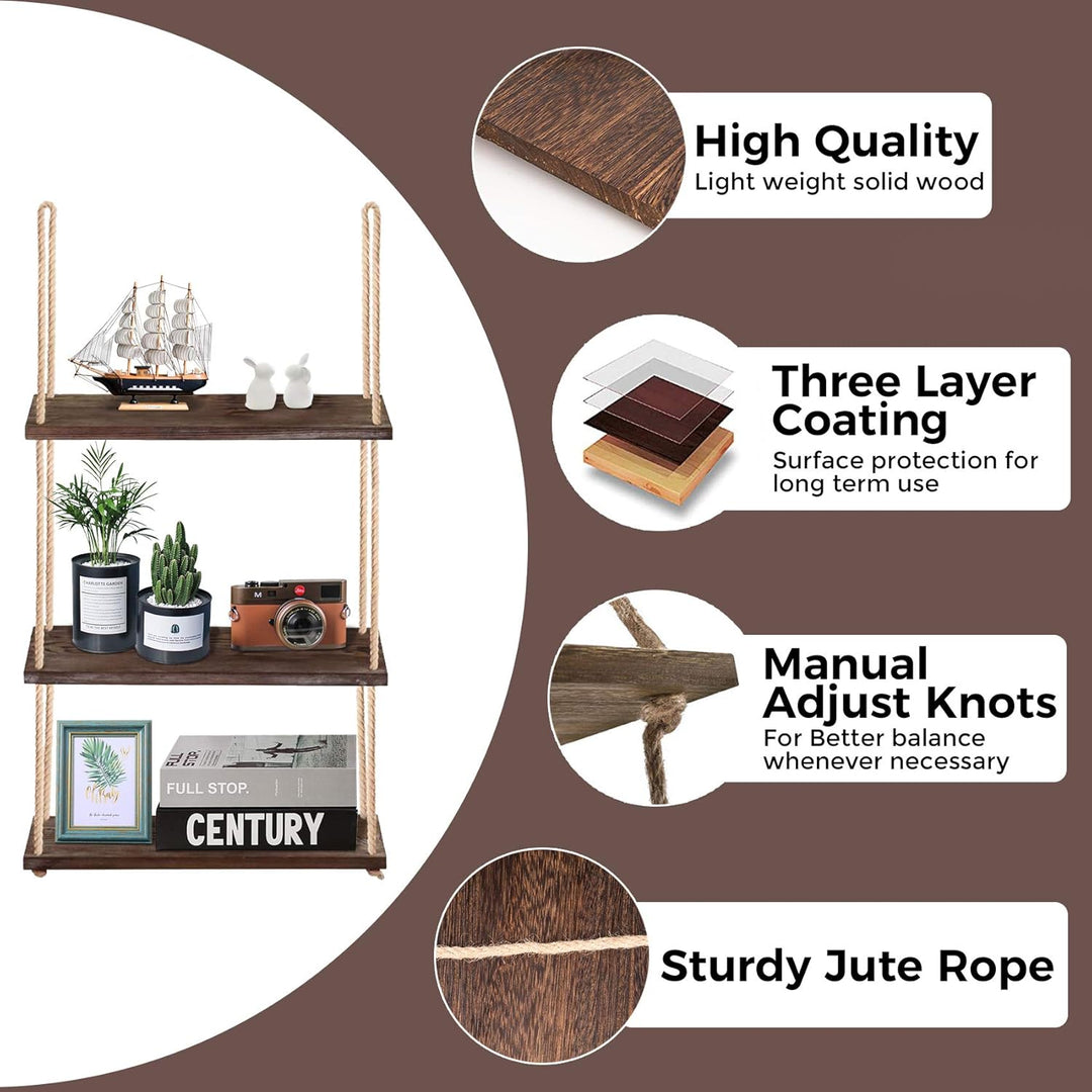 3-Tier Wall Shelf Hanging Shelf for Indoor Plants