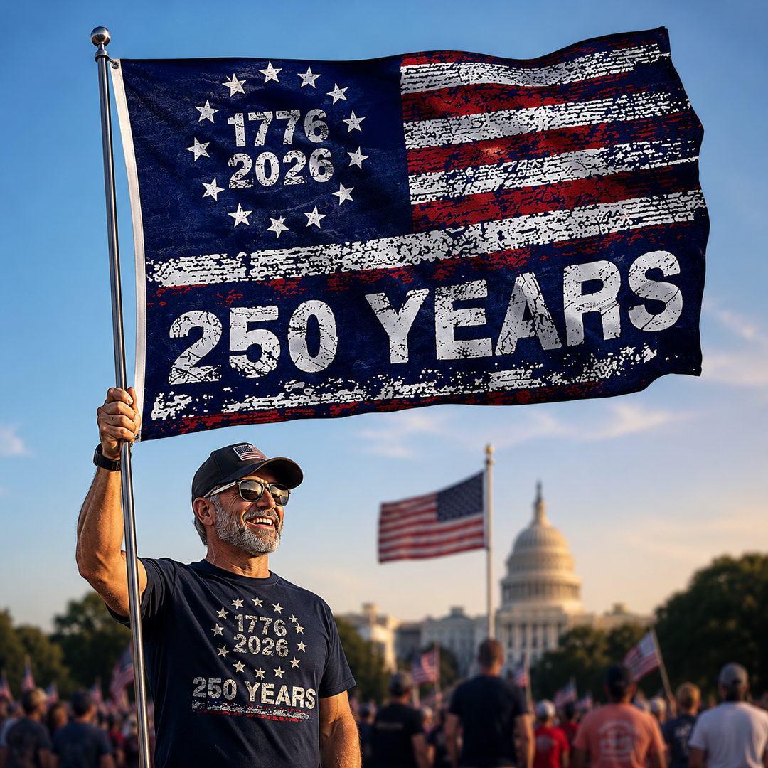 American Flag 250th Anniversary Banner Double Sided July 4th Independence Day Patriotic Flag