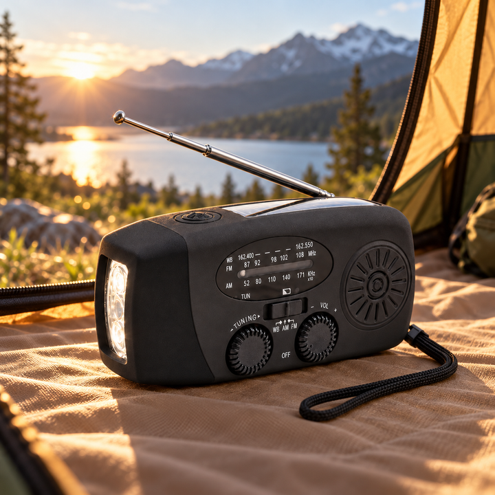 Wind Up Radio NOAA AM FM Solar Phone Charger Flashlight Wrist Strap