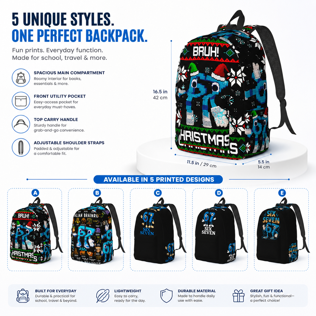 Six Seven 67 Unisex Lightweight School Laptop Backpack