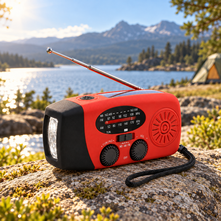 Wind Up Radio NOAA AM FM Solar Phone Charger Flashlight Wrist Strap