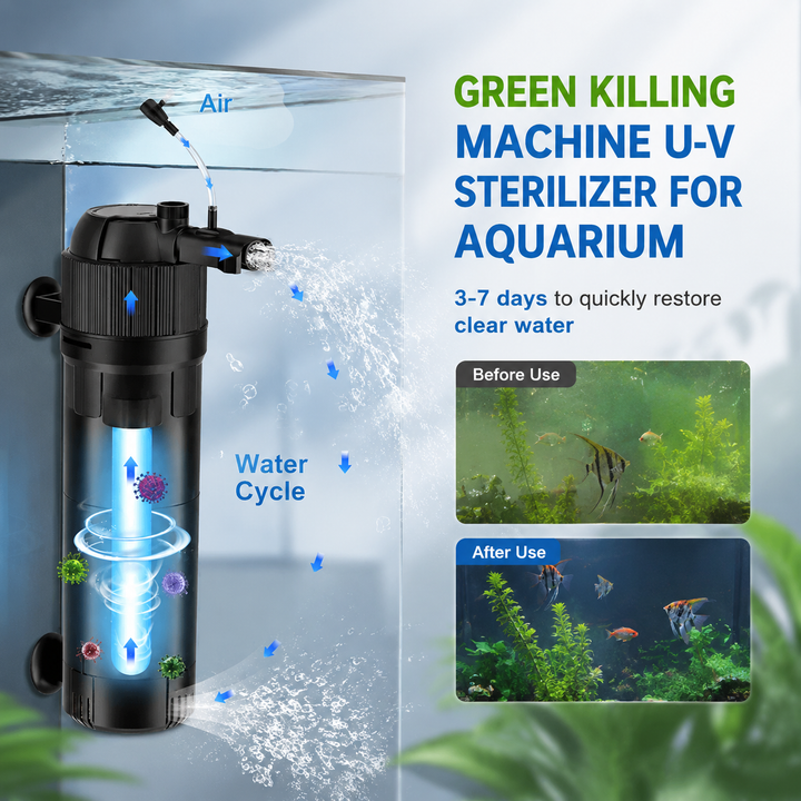 UV Aquarium Sterilizer Filter Light Fish Pond Tank Clarifier Pump Algae Killer