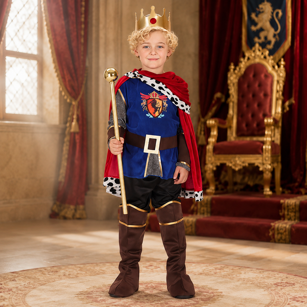 Kids King Costume with Crown and Cape Halloween Costume Set