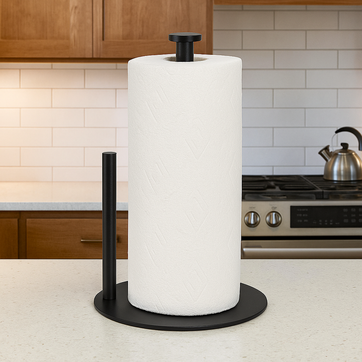 Kitchen Paper Towel Holder with Tear Bar and Countertop Base