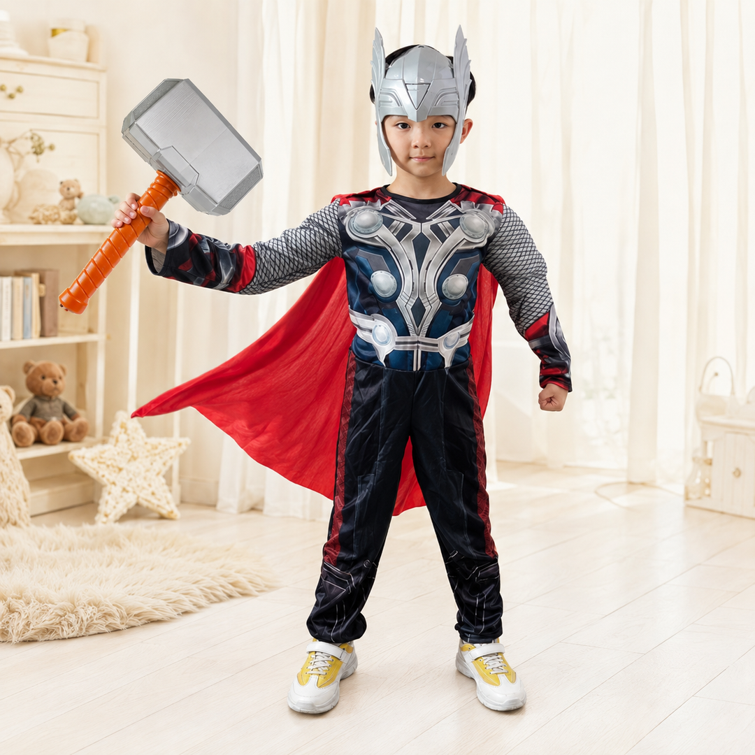 Thor Kids Muscle Costume with Cape and Helmet for Halloween