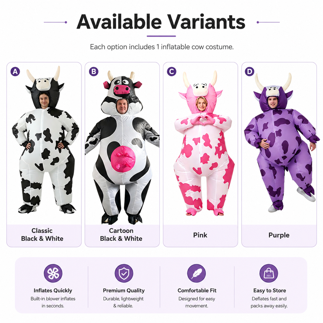 Inflatable Cow Ride-On Costume for Adult Halloween