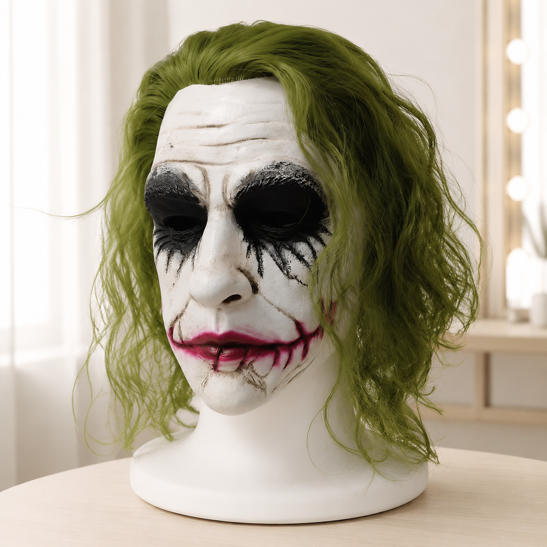 Joker Green Hair Clown Latex Mask for Adult Halloween