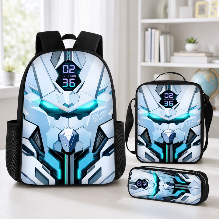 Boys Cyberpunk Robot School Backpack Set for Students