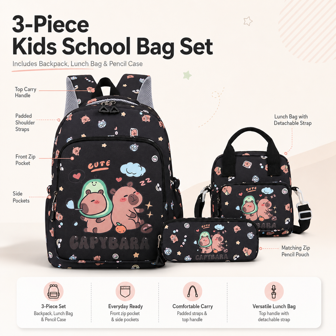 Kapibala Capybara Girls School Backpack for Primary Students