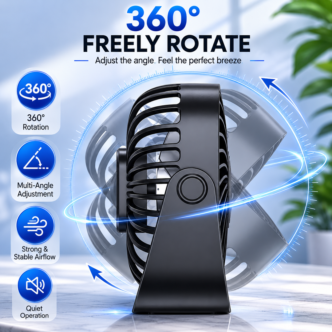 4 Inch USB Mini Portable Fan 3 Speed Quiet Personal Desk Fan 360 Adjustable