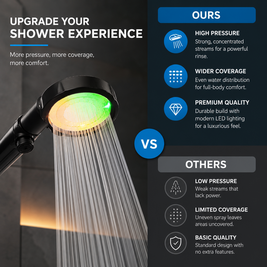 LED Shower Head Digital Temperature Display Color Changing High Pressure 3 7 Colors