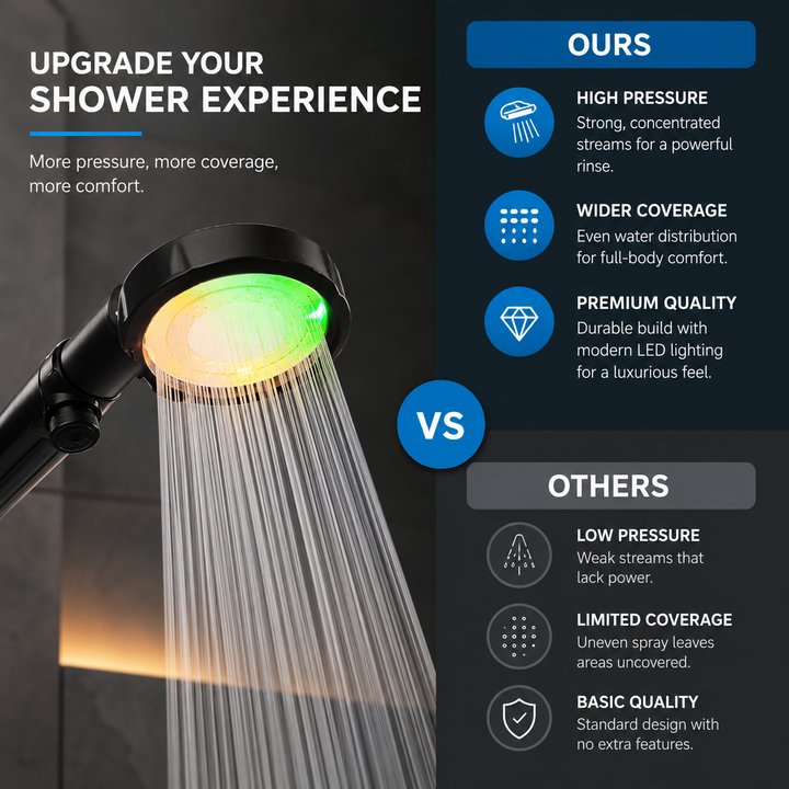 LED Shower Head Digital Temperature Display Color Changing High Pressure 3 7 Colors