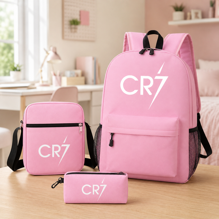 Football School Backpack 3-Piece Set with Shoulder Bag &amp; Pencil Case