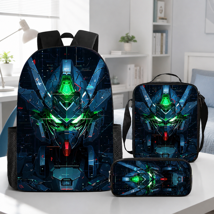 Boys Cyberpunk Robot School Backpack Set for Students