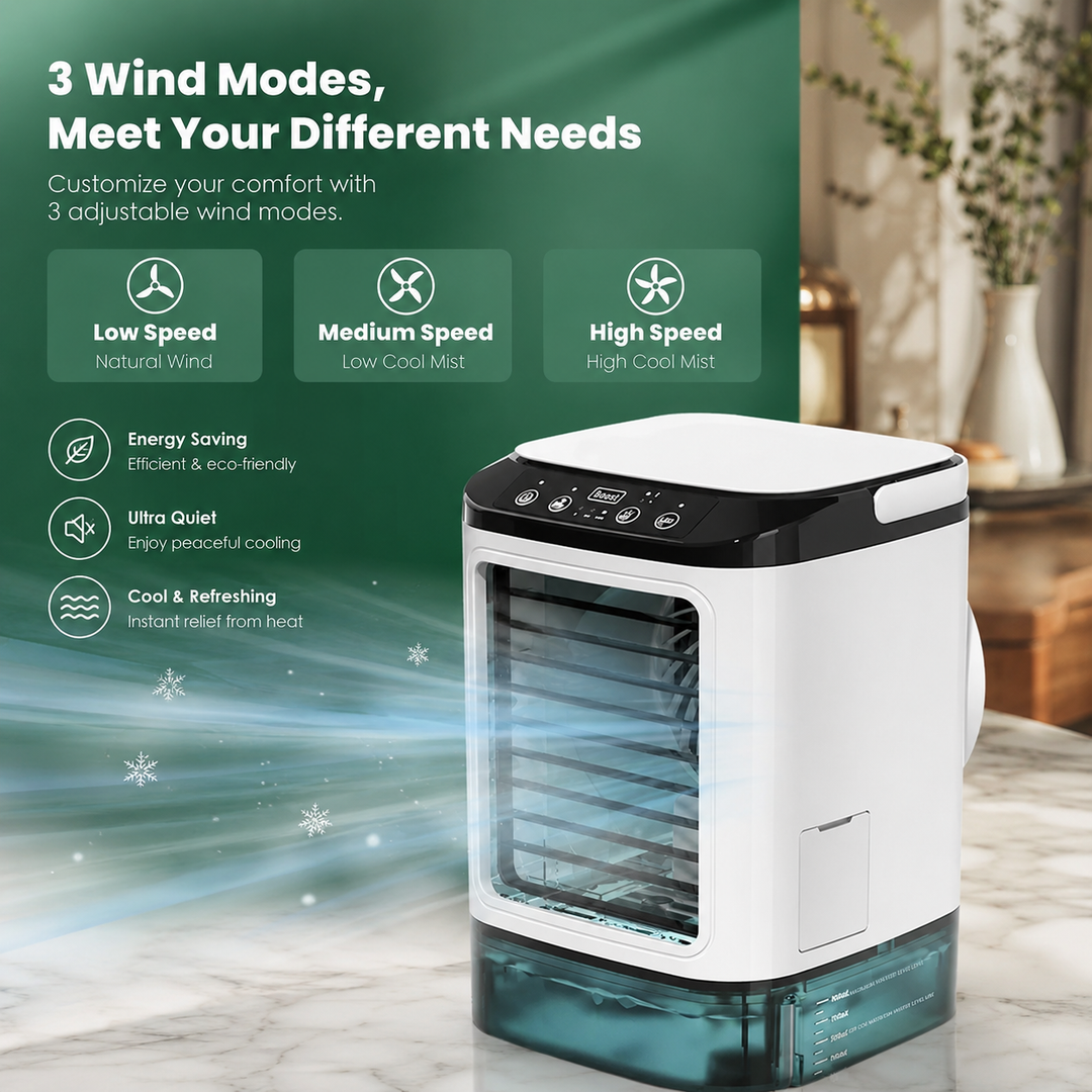 Portable Air Conditioner Mini AC Unit 900ML Water Tank 3-Speed Humidifier