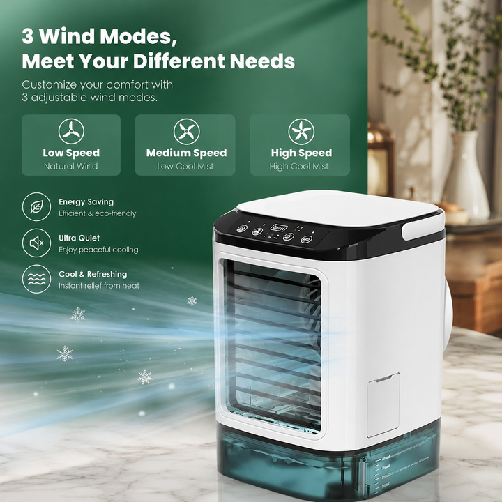 Portable Air Conditioner Mini AC Unit 900ML Water Tank 3-Speed Humidifier