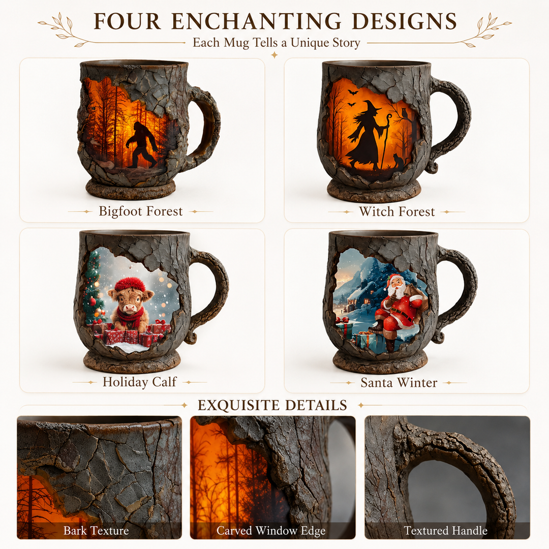 Bigfoot Witch Calf and Santa Rustic Resin Mug