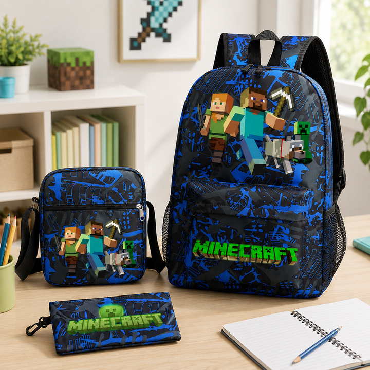Minecraft Story Mode 3-Piece School Backpack Set with Crossbody Bag &amp; Pencil Case