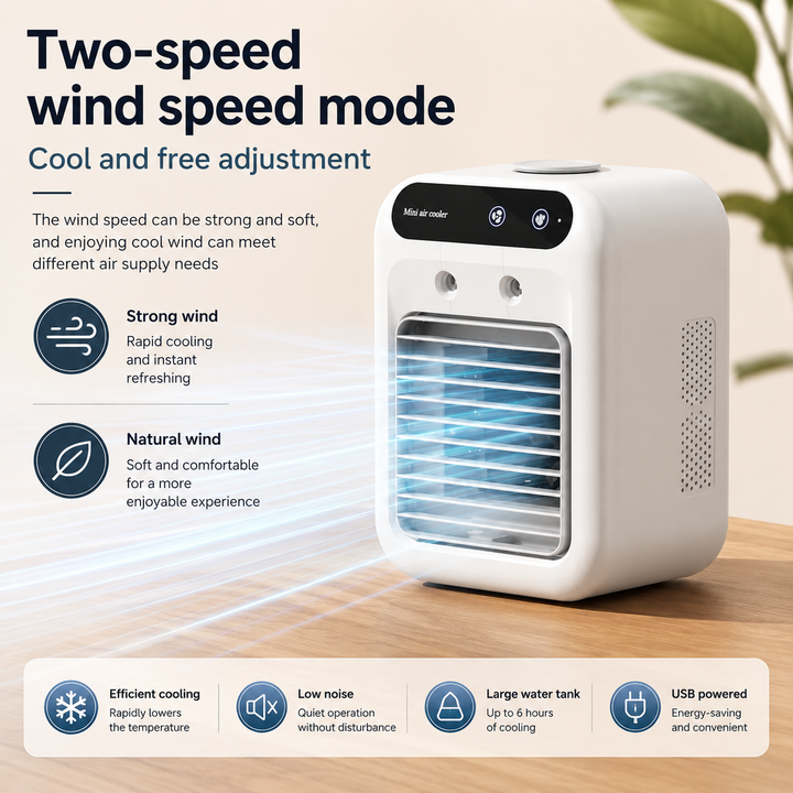 Mini USB Portable Air Conditioner Quiet Desk Fan Humidifier Spray Tabletop