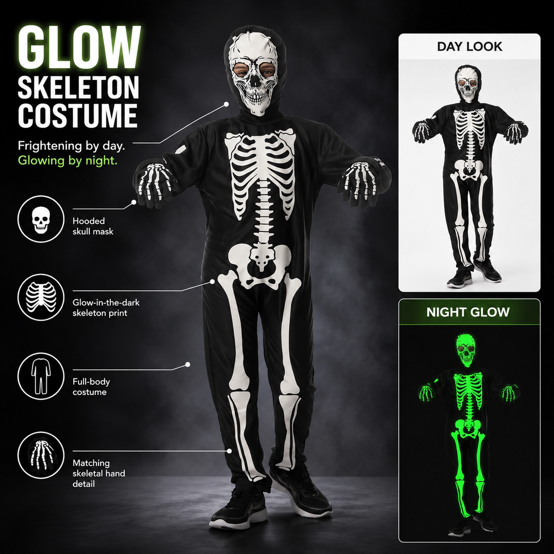 Glow in the Dark Skeleton Costume Halloween Costume