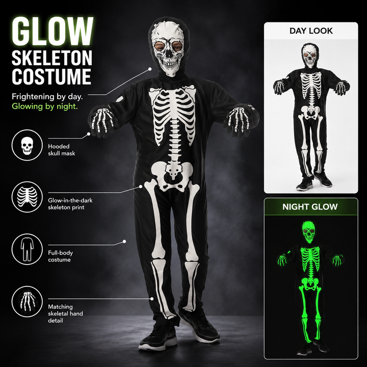 Glow in the Dark Skeleton Costume Halloween Costume