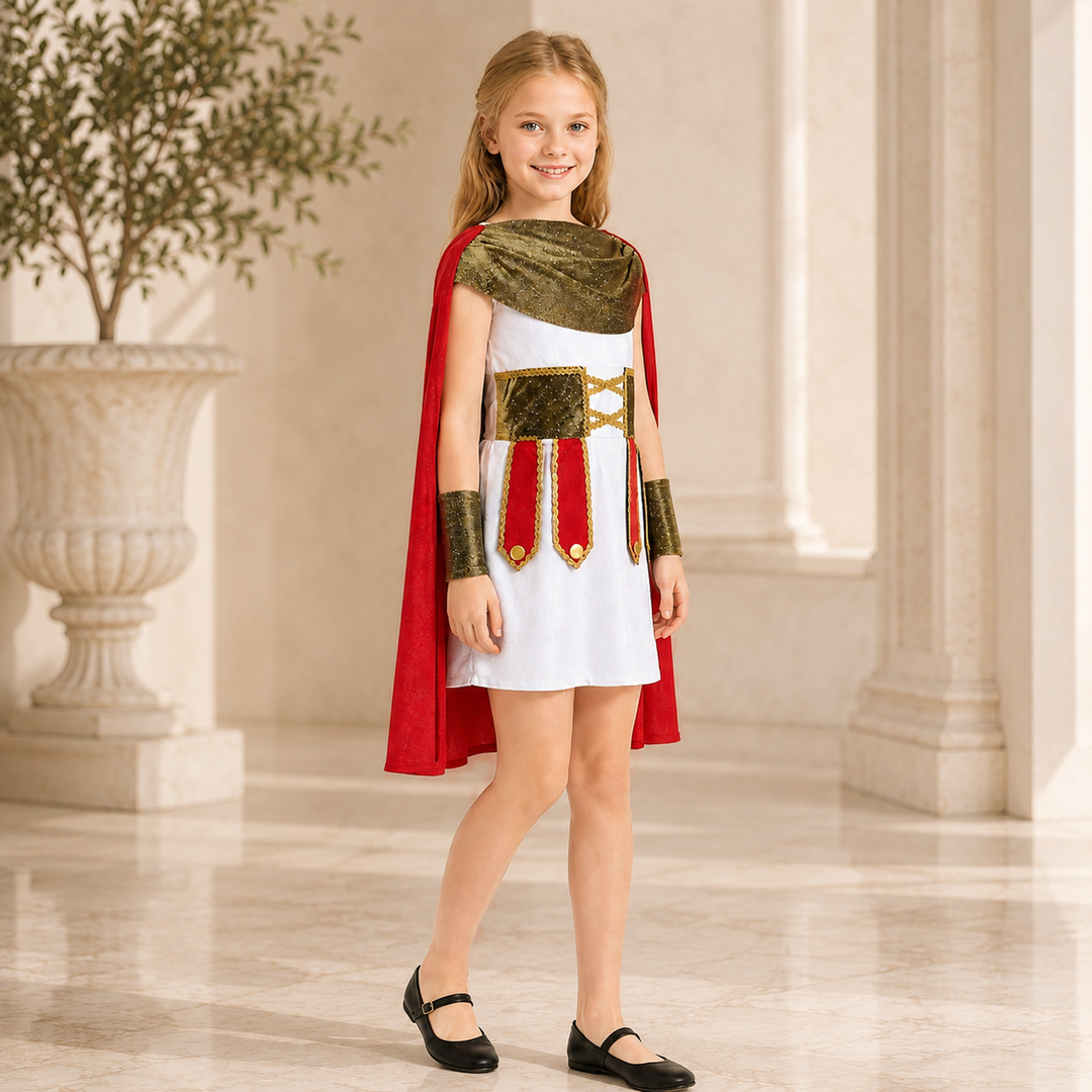 Roman Warrior Girl Costume with Cape Halloween Costume