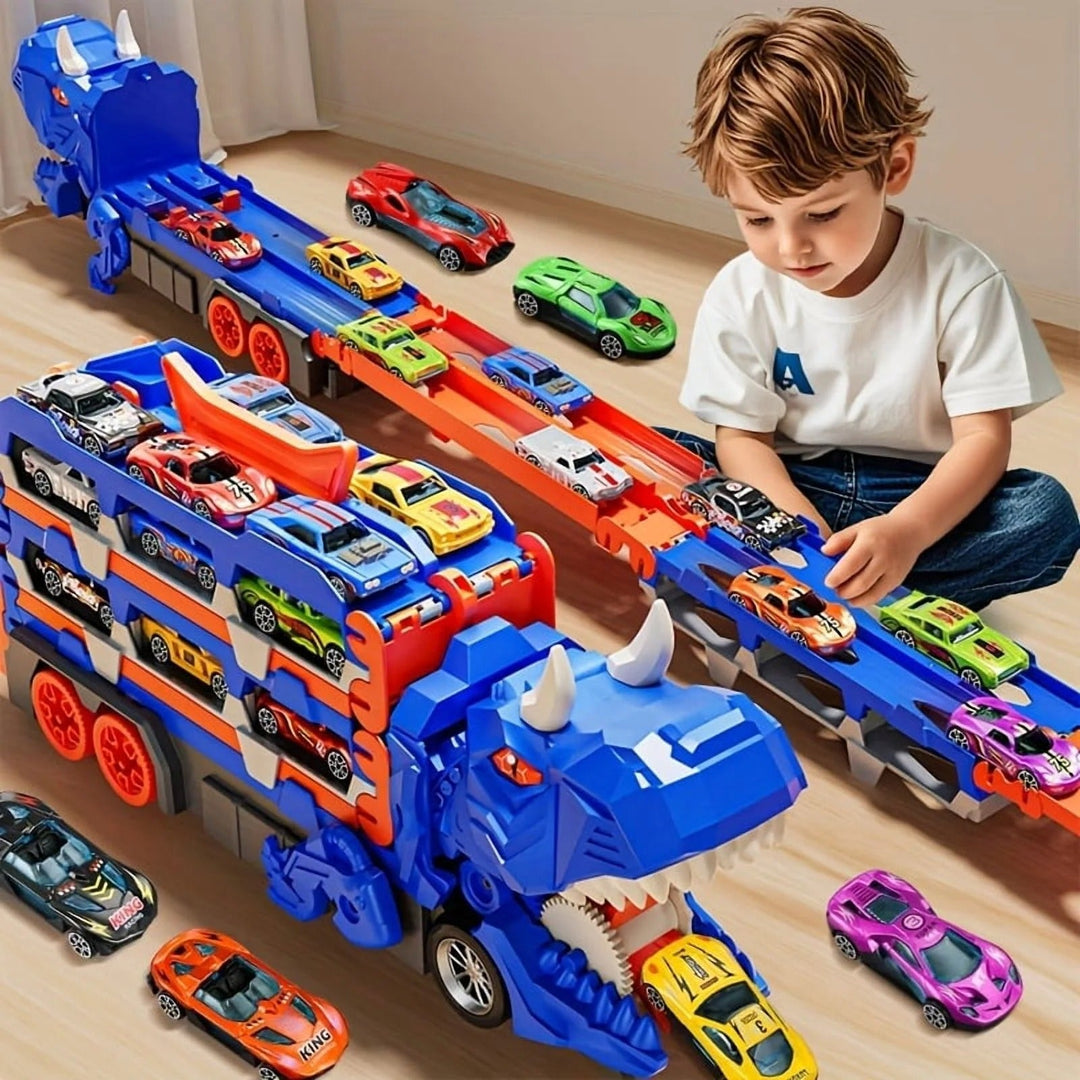 Dinosaur Race Track Toy Set with Cars and Catapult Track