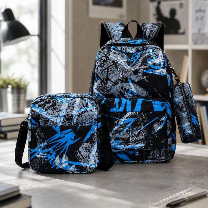 Kids 3-Piece Waterproof School Backpack Set with Lunch Bag &amp; Pencil Case