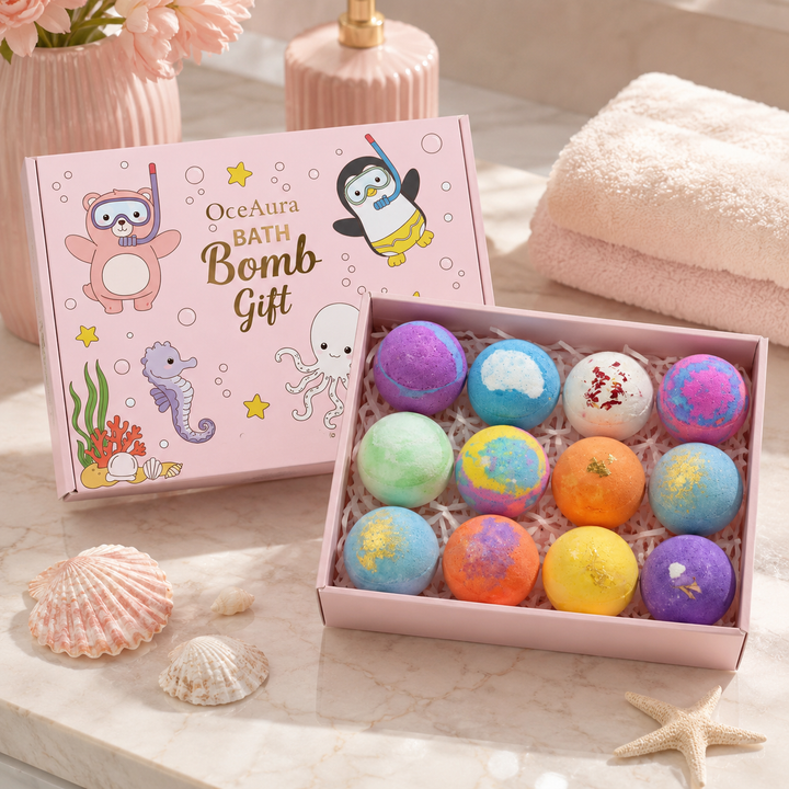 Organic Bath Bombs Set Surprise Toys Essential Oil Moisturizing Kids Gift