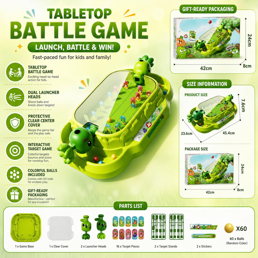 2-Player Tabletop Plant Defense Battle Game Family Kids Party Gift