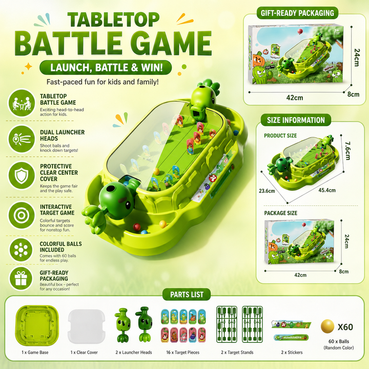 2-Player Tabletop Plant Defense Battle Game Family Kids Party Gift