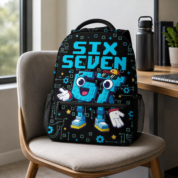 Six Seven 67 Unisex Kids School Backpack, Full-Print