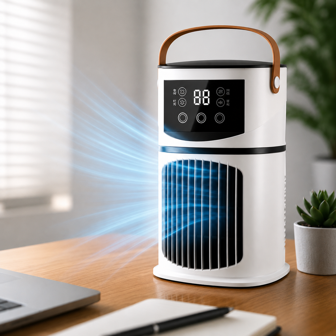 Portable Air Conditioner Desk Fan Spray Humidifier Timer Quiet Air Cooling