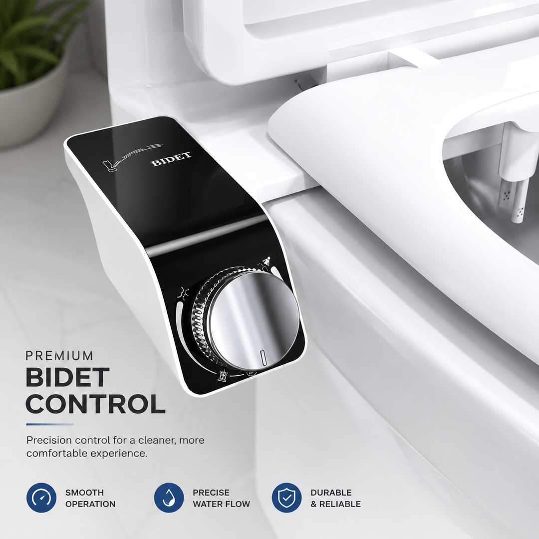 Non-Electric Bidet Toilet Seat Attachment Dual Self-Cleaning Nozzles Hot Cold
