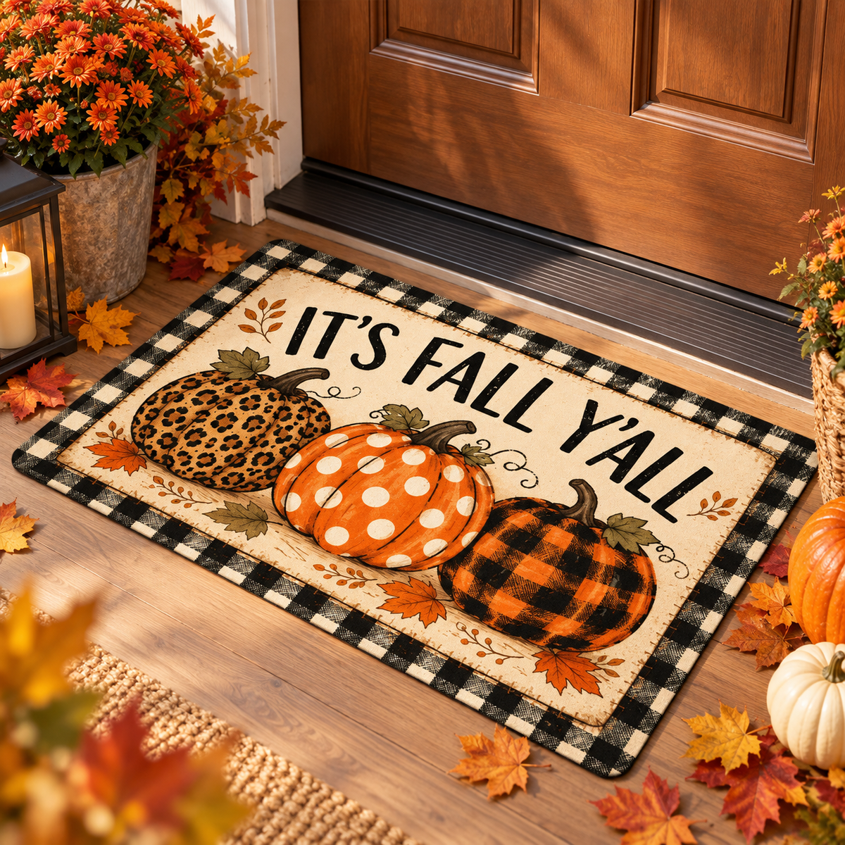 Halloween Pumpkin Crystal Velvet Doormat Non Slip Entryway Welcome Mat