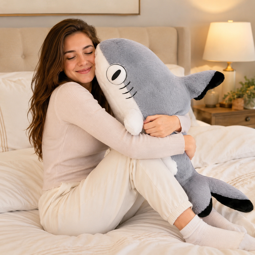 Shark Cat Plush Pillow Big Fluffy Stuffed Soft Sleeping Kids Gift