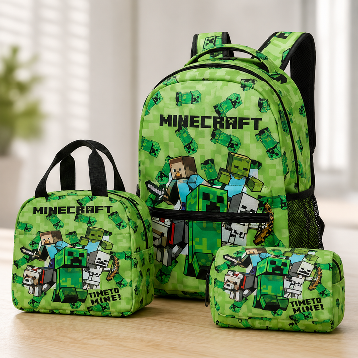 Minecraft Boys 3-Piece School Backpack Set with Lunch Bag &amp; Pencil Case