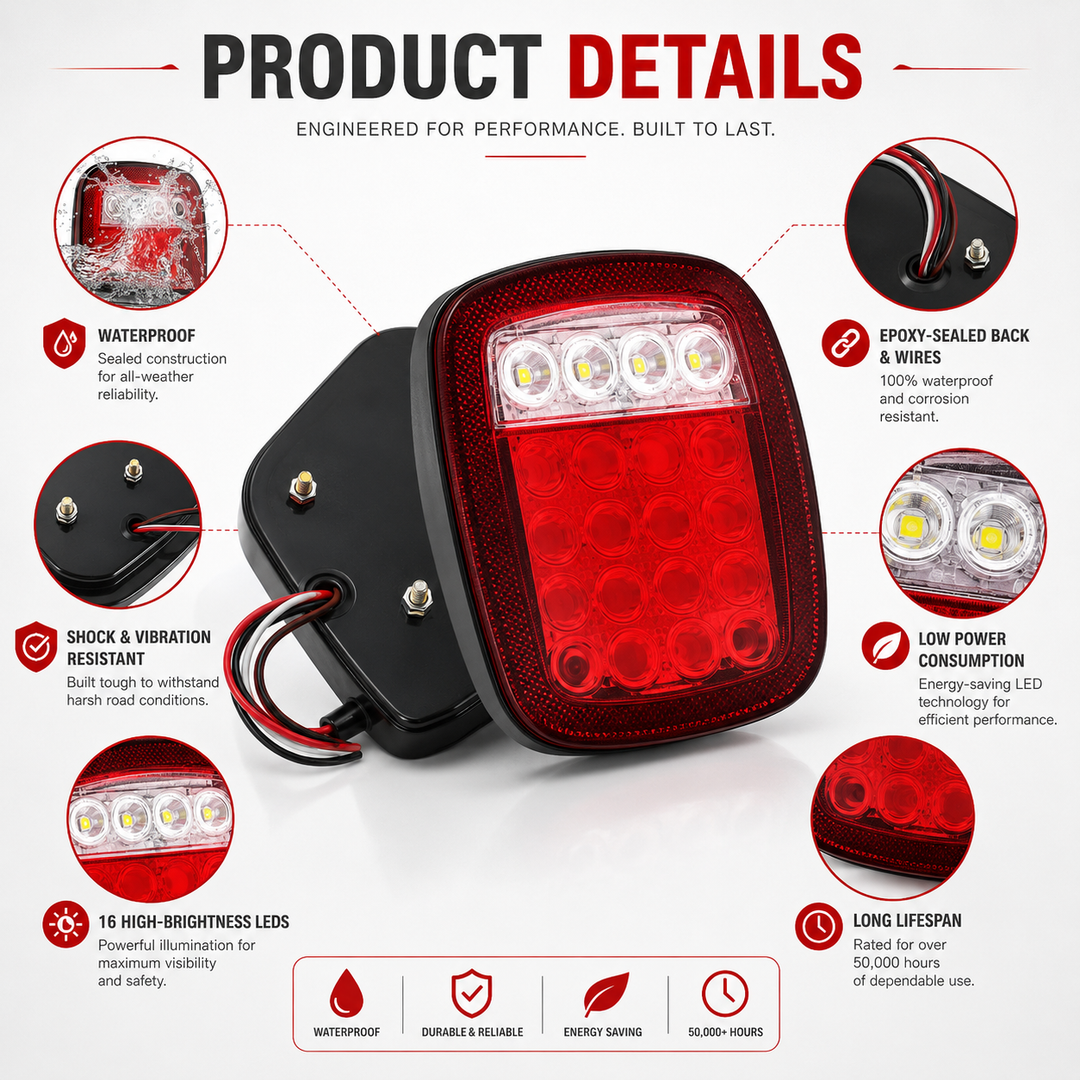 LED Tail Lights 4PCS for Jeep Wrangler TJ YJ CJ Brake Reverse Backup Turn Signal