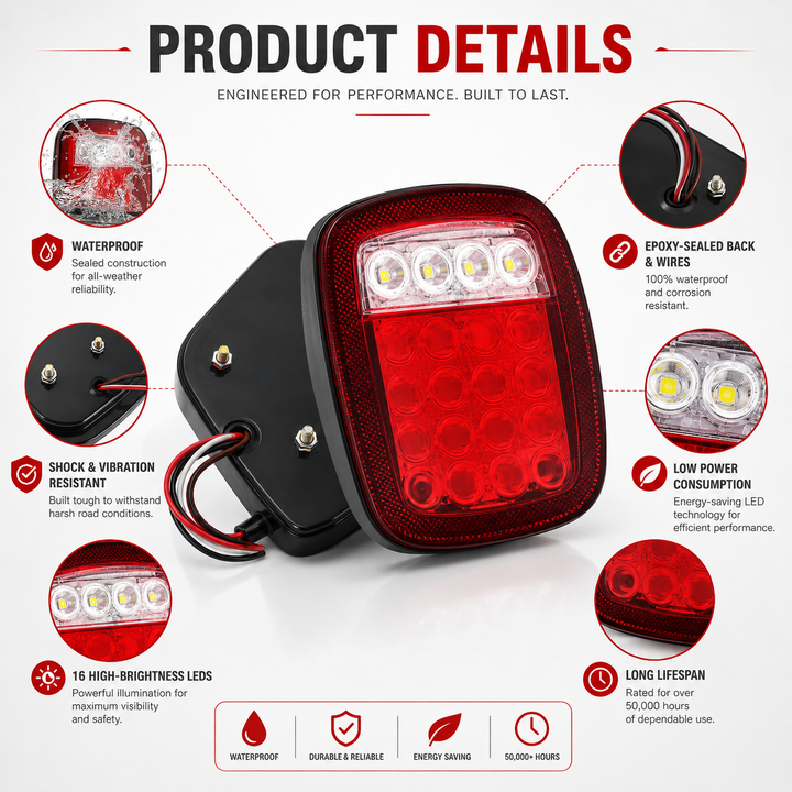 LED Tail Lights 4PCS for Jeep Wrangler TJ YJ CJ Brake Reverse Backup Turn Signal