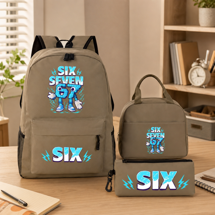 Six Seven 67 Teen 3-Piece School Backpack Set with Lunch Bag &amp; Pencil Case