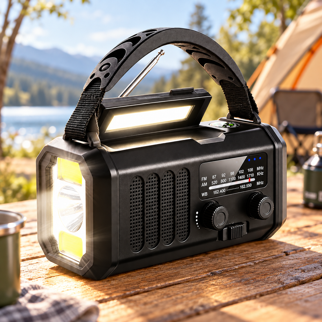 Wind Up Radio 10000mAh 135 Lumen Flashlight Reading Lamp NOAA Solar